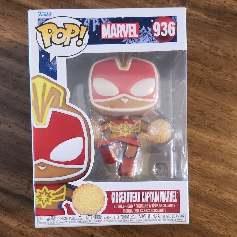Funko Pop Marvel Gingerbread Captain Marvel in Red and Gold